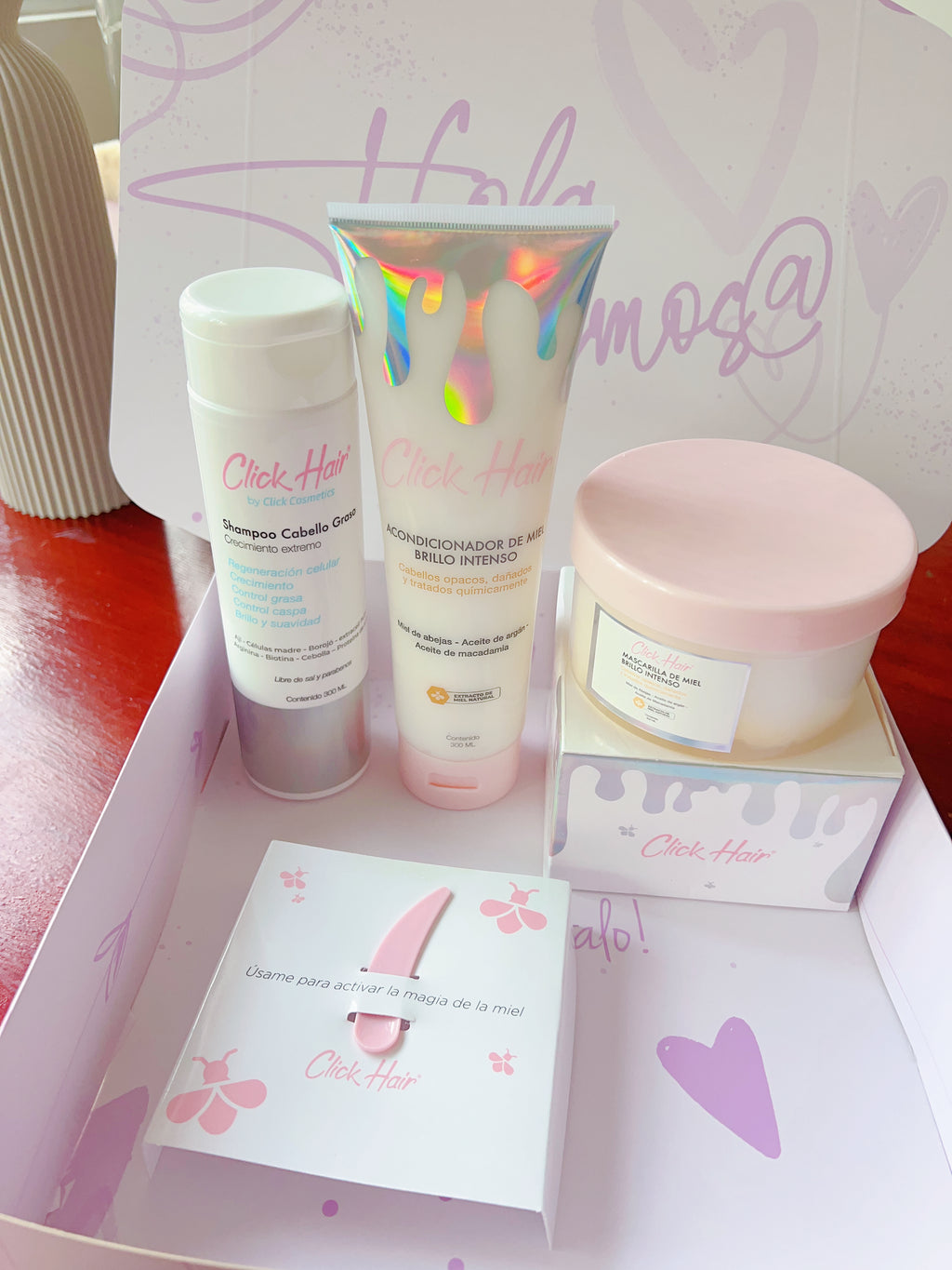 Kit crecimiento y brillo ✨ Shampoo, acondicionador y mascarilla click