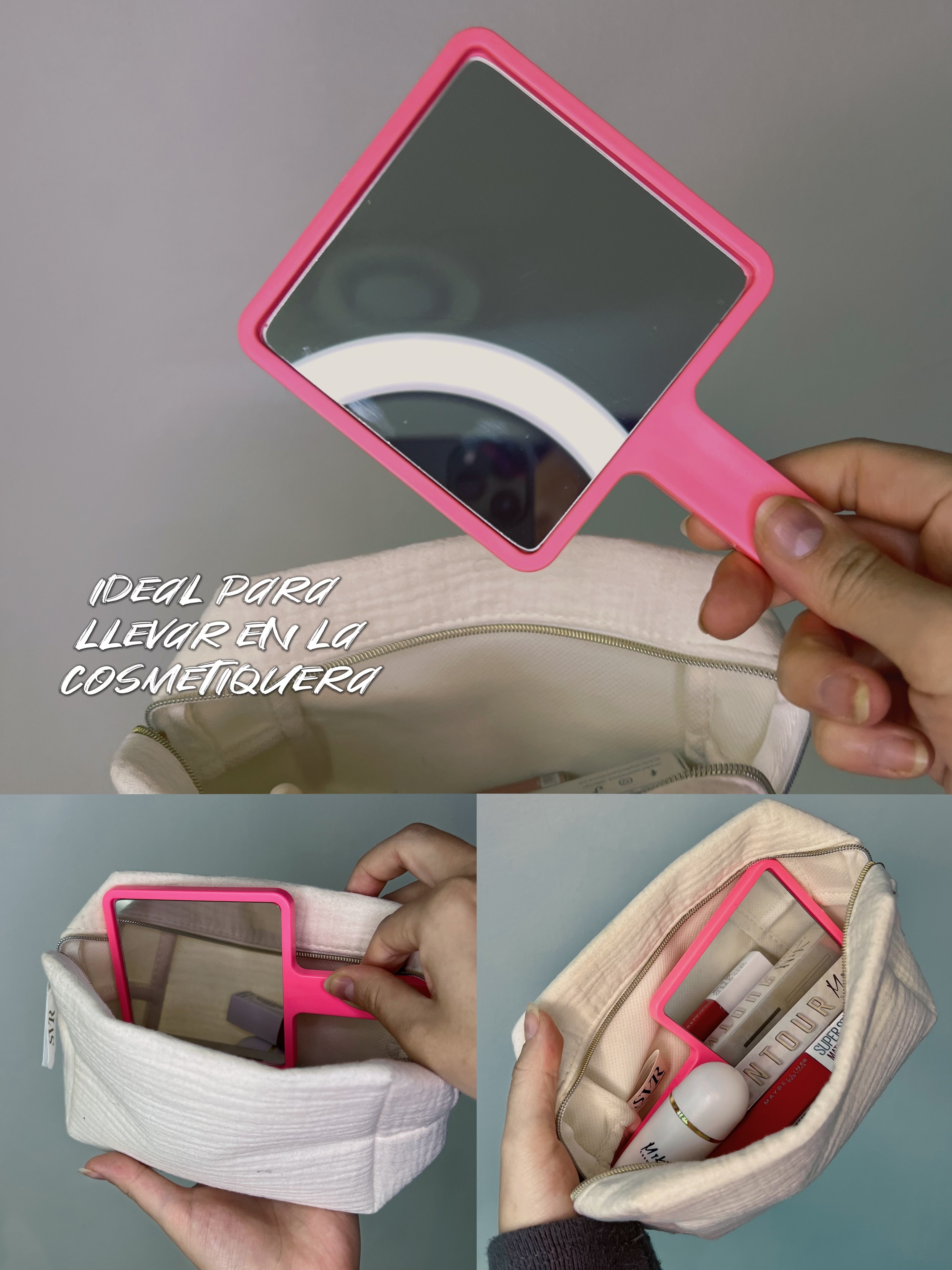 Espejitos de mano rosados