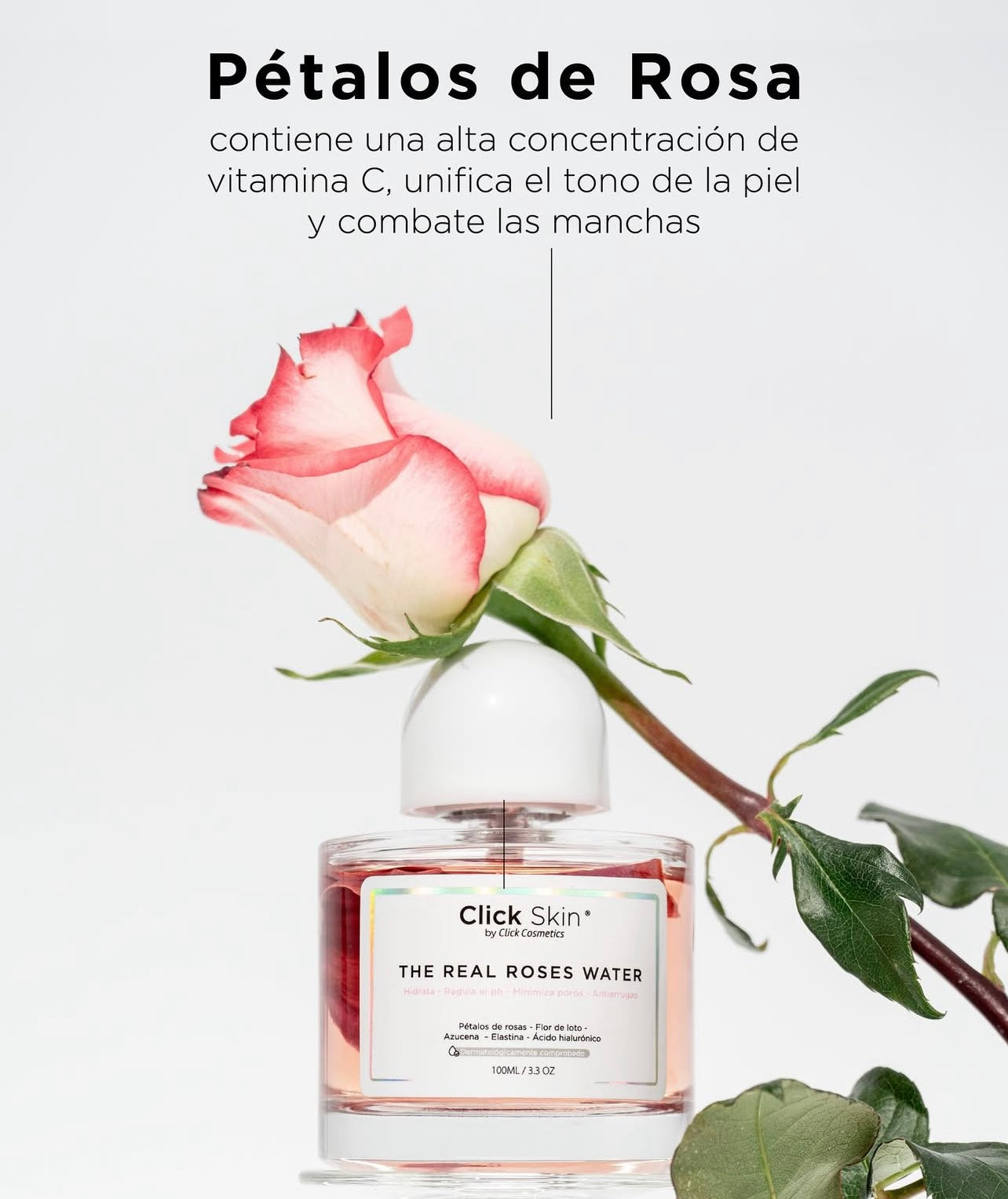 Agua de rosas 100% natural click skin