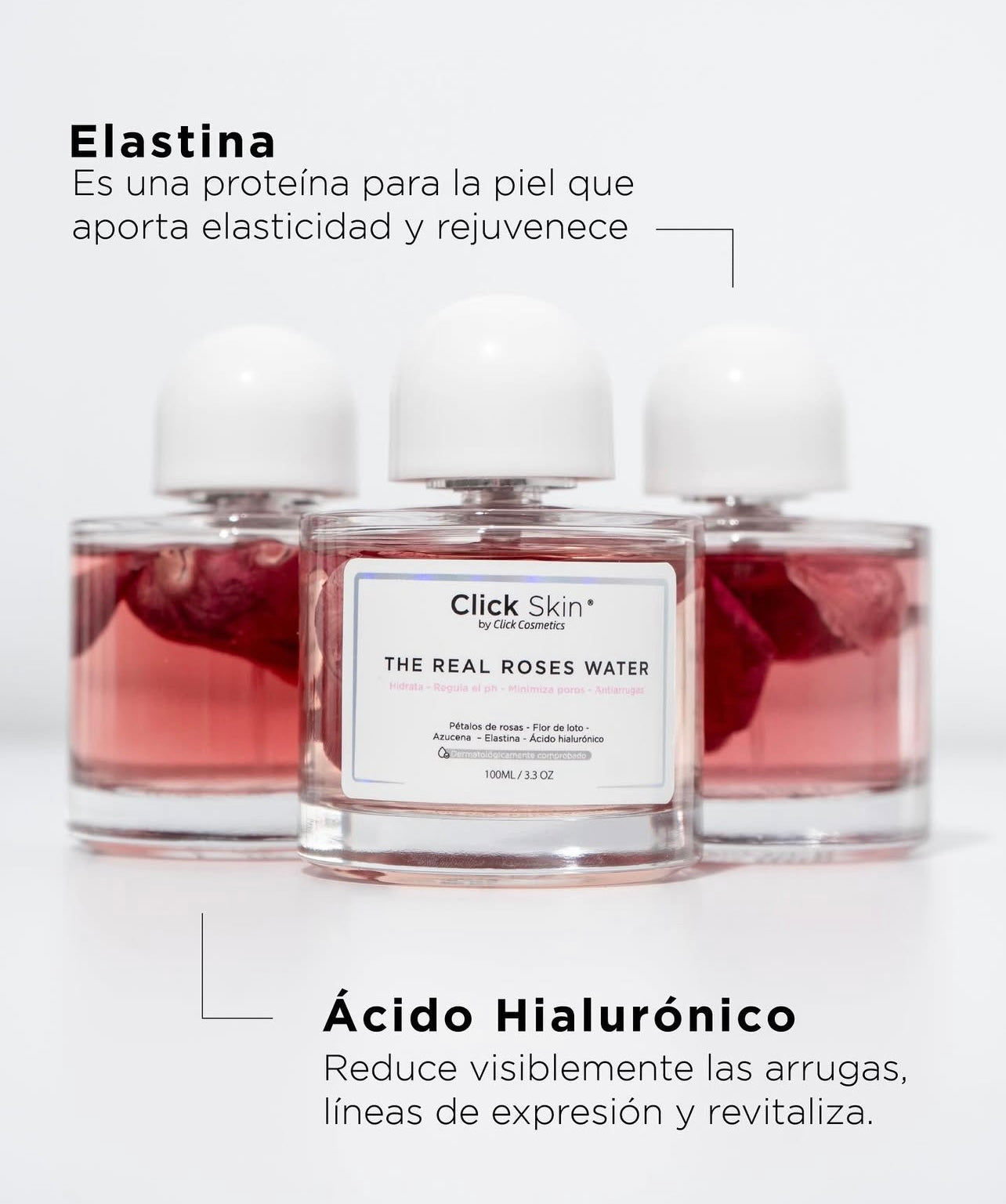 Agua de rosas 100% natural click skin