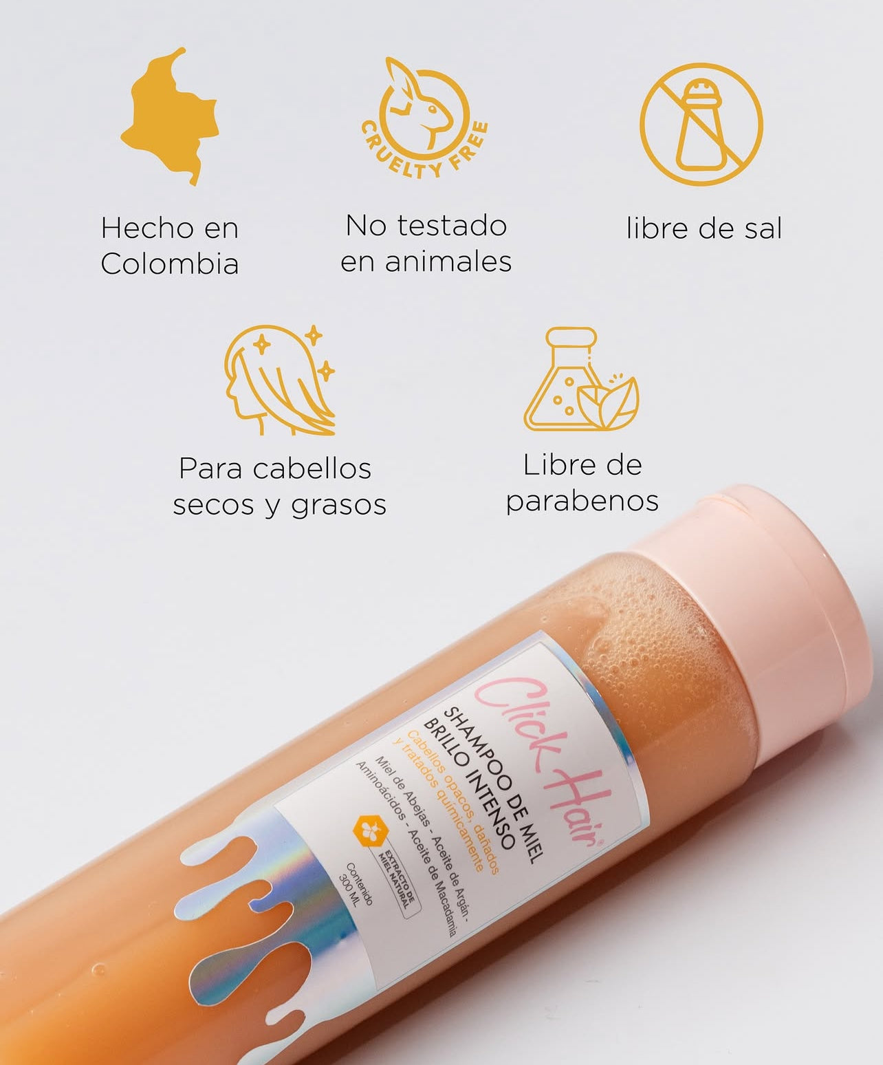 Shampoo de Miel Brillo Intenso Click Hair